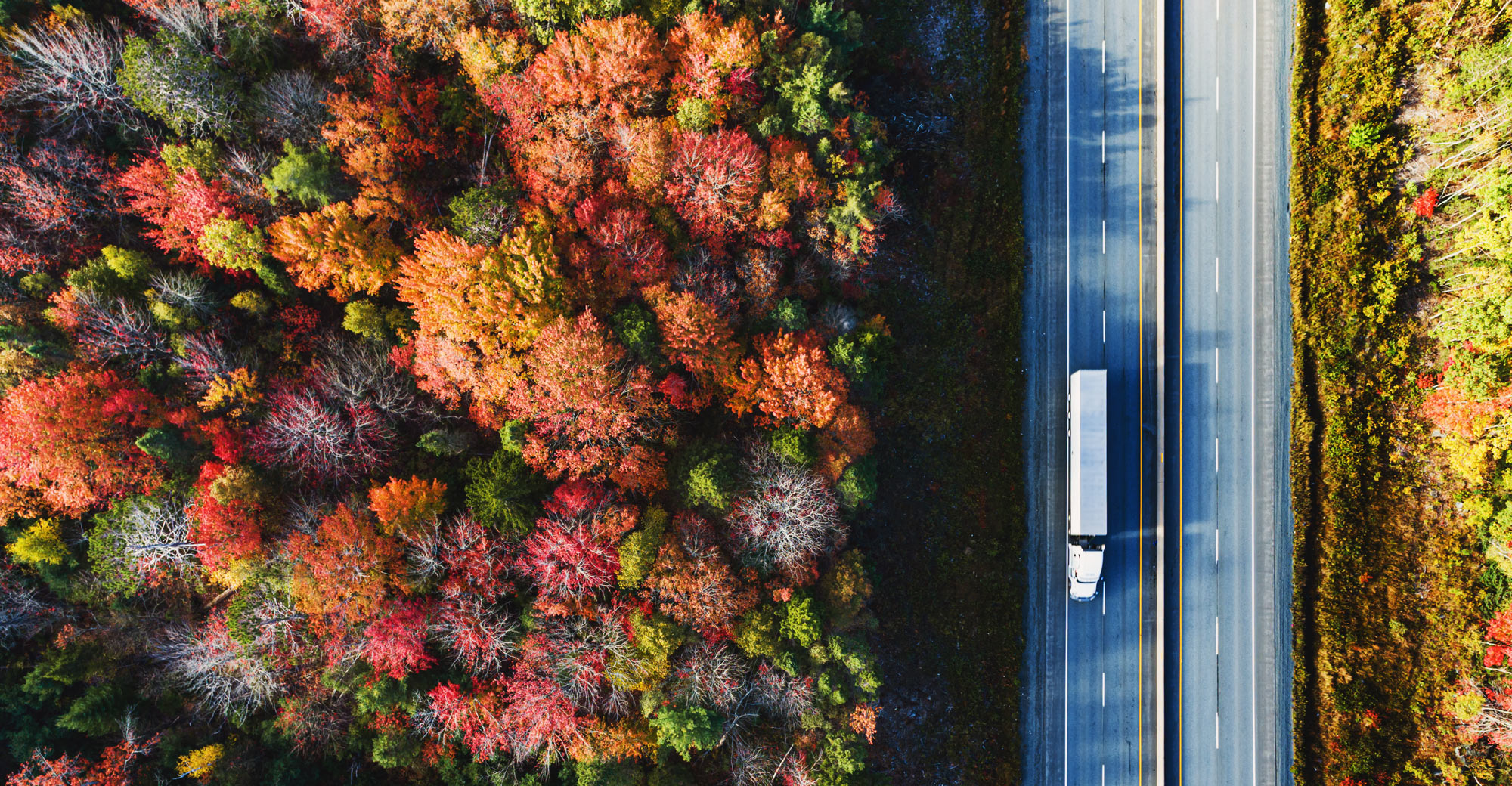 Truck driving along a road